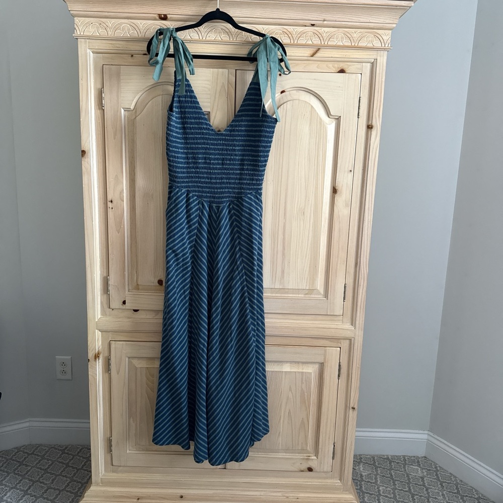 Free People Teal Striped Midi Dress